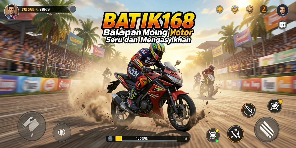 Tampilan seru gameplay BATIK168 saat berkompetisi di trek balapan.
