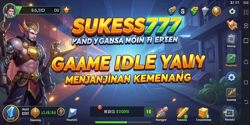 Tampilan utama gameplay SUKSES777 yang menunjukkan kemajuan karakter Idle.