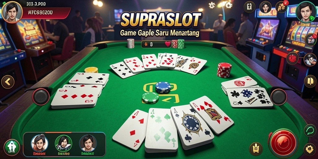Tampilan gameplay seru di SUPRASLOT yang menunjukkan pertandingan Gaple.